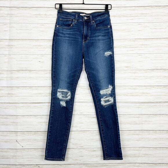 Levi's 721 High Rise Distressed Skinny Jeans - Picture 1 of 7